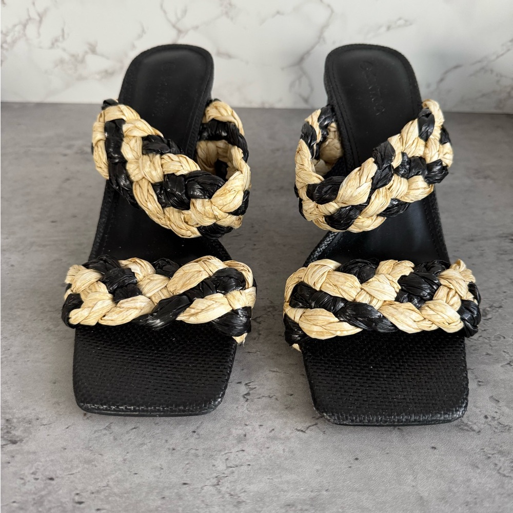 Chic Black and Tan Heels with Striking Design